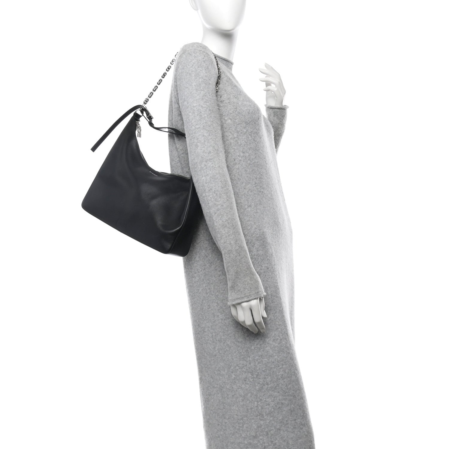 Givenchy Smooth Calfskin Medium Moon Cut Out Shoulder Bag Black 2 of 12