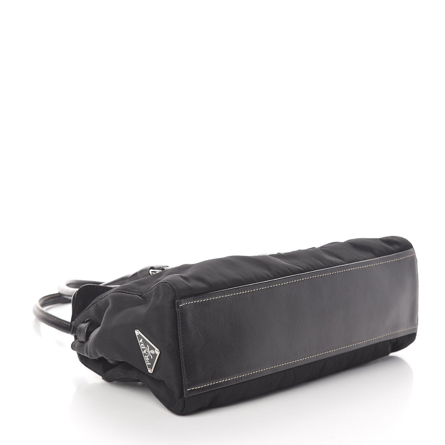 Tessuto Nylon Vitello Foldover Pushlock Satchel Black