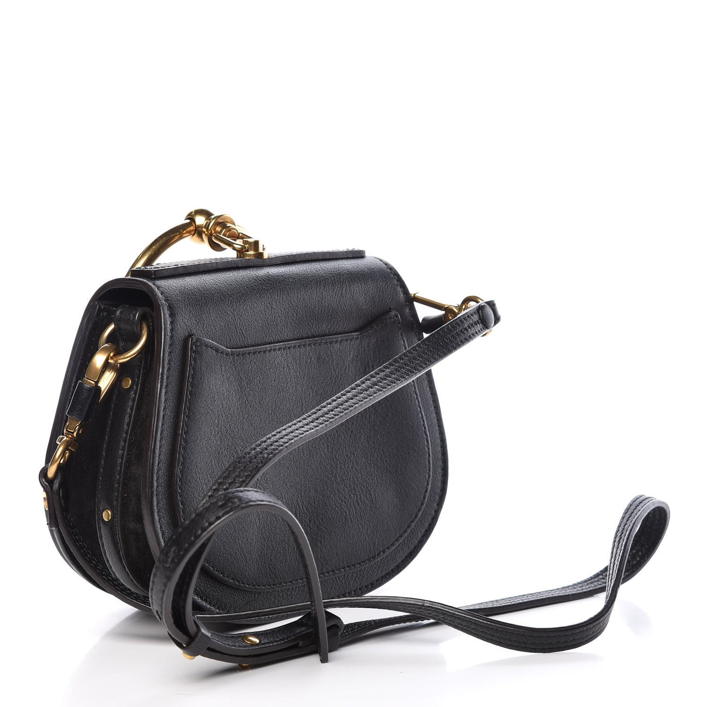Calfskin Suede Small Nile Bracelet Bag Black