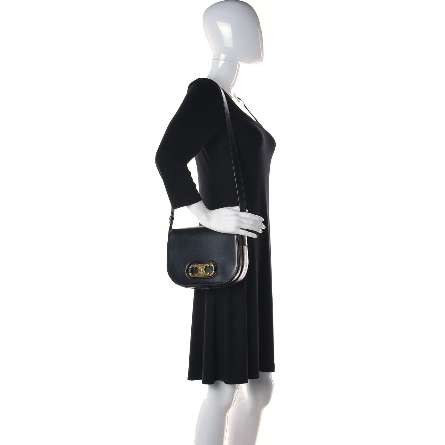 Celine Shiny Calfskin Medium Maillon Triomphe Black 2 of 16