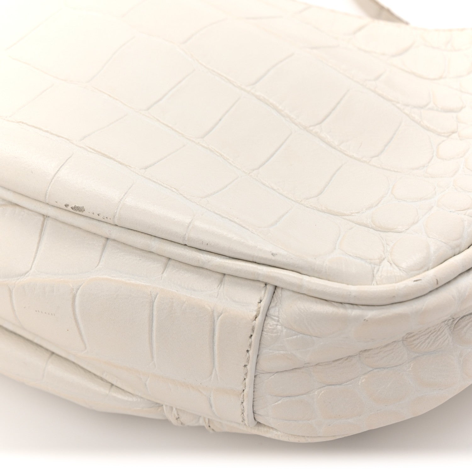 Balenciaga Extra Supple Calfskin Crocodile Embossed Le Cagole Mini Purse With Chain White 14 of 14