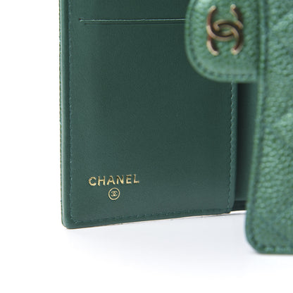 Chanel Metallic Caviar Quilted Medium Flap Wallet Green 7 of 10