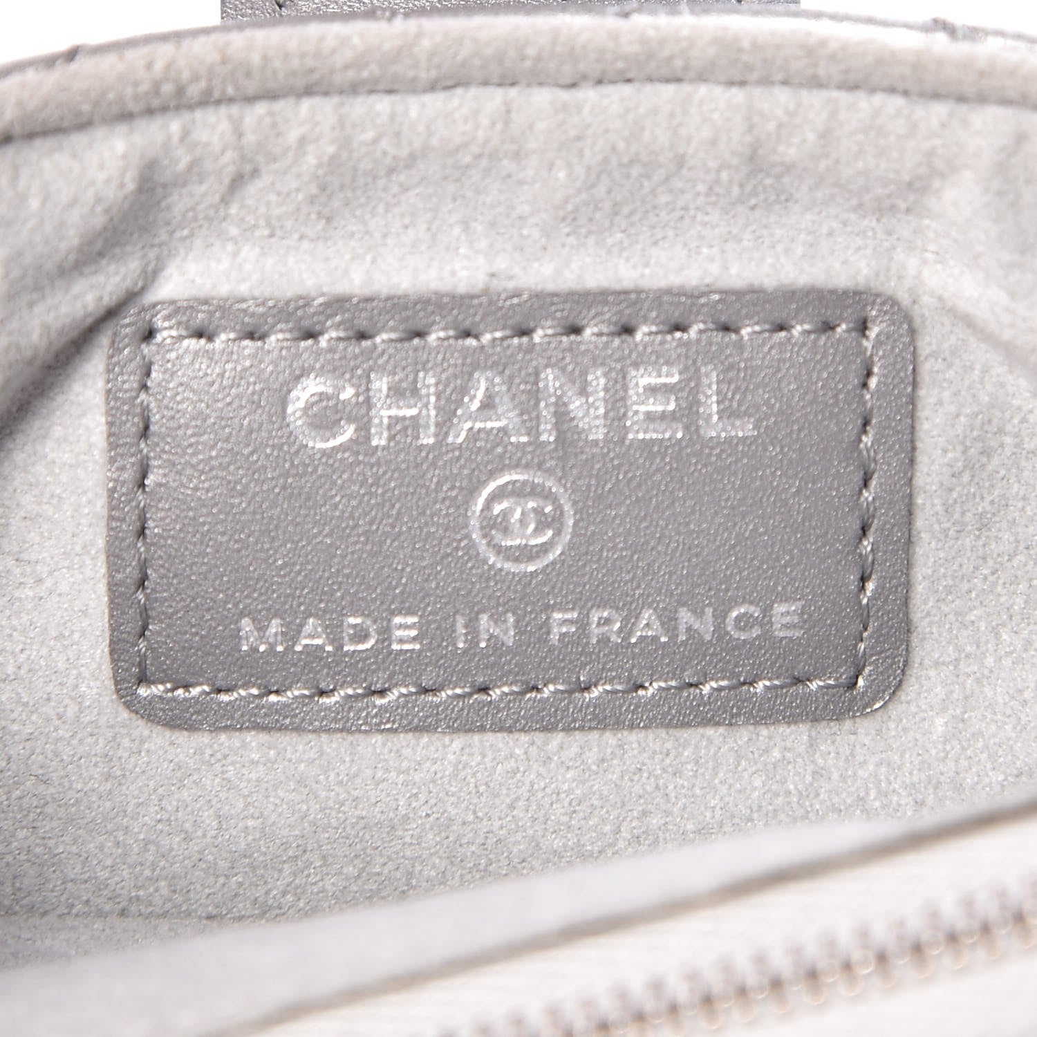 Chanel Metallic Aged Calfskin Quilted Mini Phone Holder Clutch Silver 6 of 9