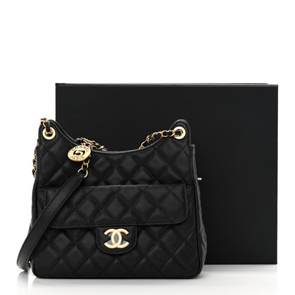 Chanel Caviar Quilted Wavy CC Hobo Black 11 of 11