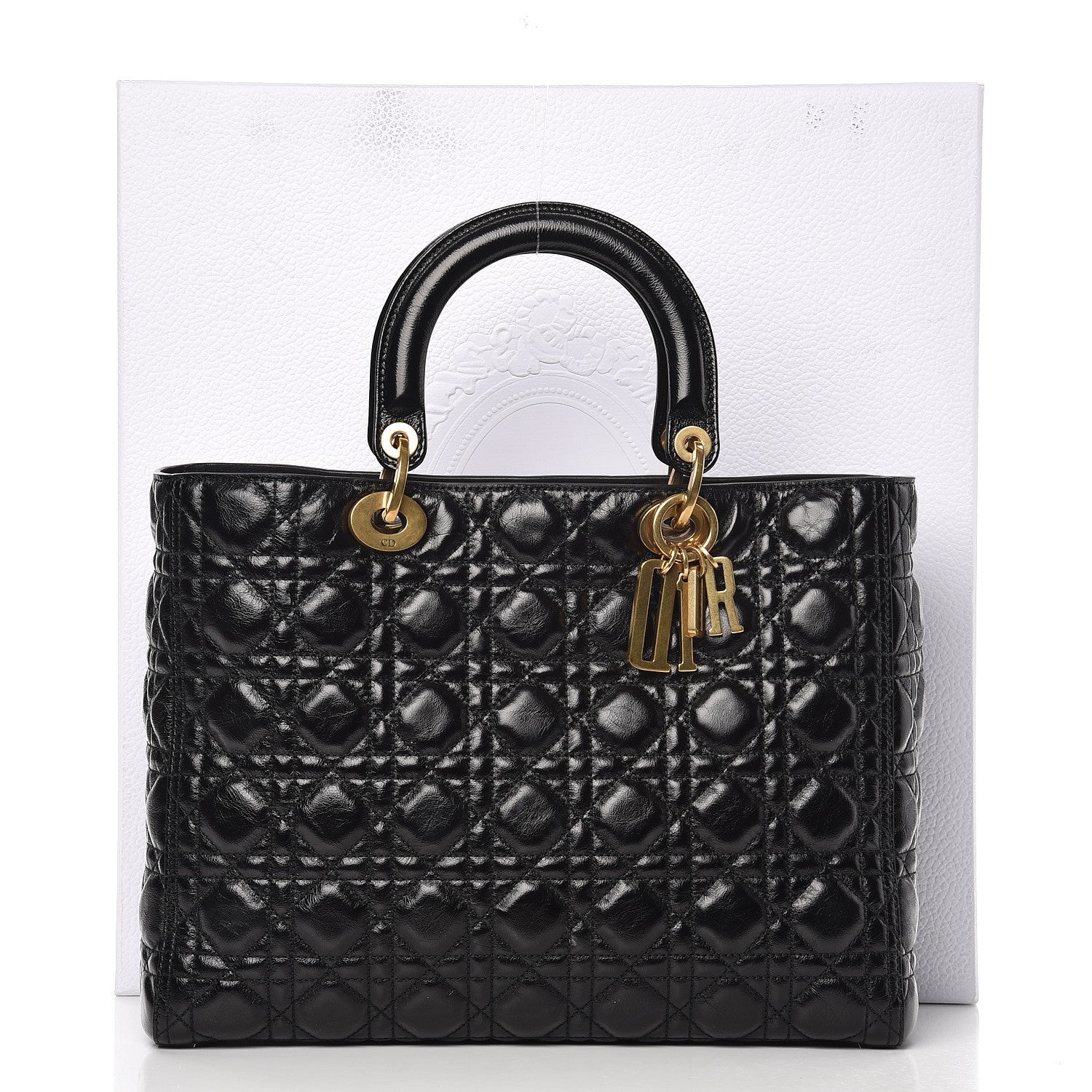 Christian Dior Crinkled Patent Cannage Large Lady Dior Black 11 of 11