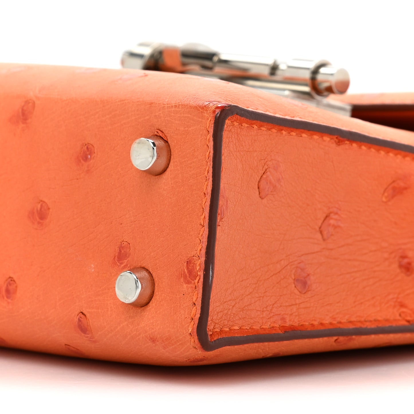 Ostrich Mini Verrou Chaine Bag Orange