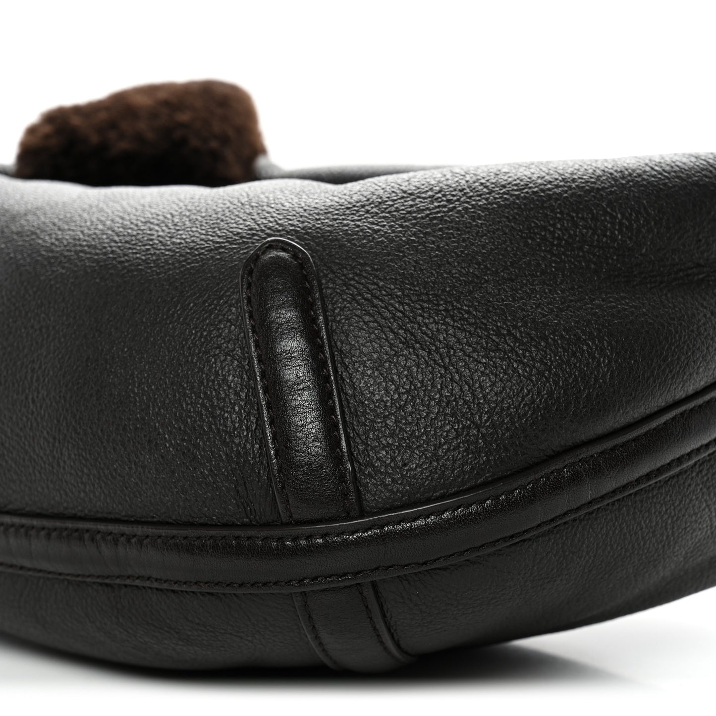 Calfskin Shearling Aviator Mini Jodie Dark Brown Fondant