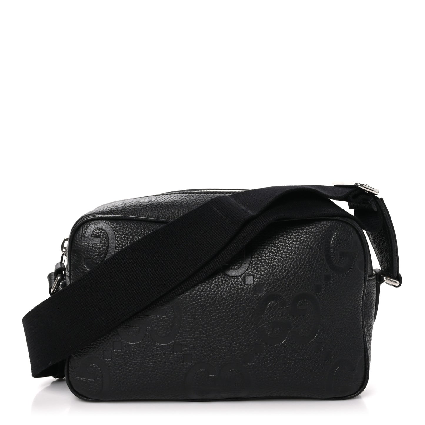 Piuma Calfskin Jumbo GG Embossed Medium Messenger Bag Black