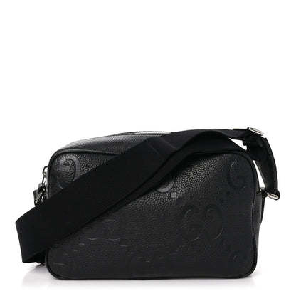 Gucci Piuma Calfskin Jumbo GG Embossed Medium Messenger Bag Black 1 of 10