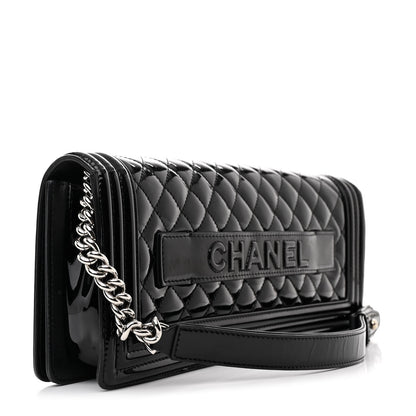 Chanel Patent Calfskin Quilted Boy Clutch With Removable Chain Black 3 of 10