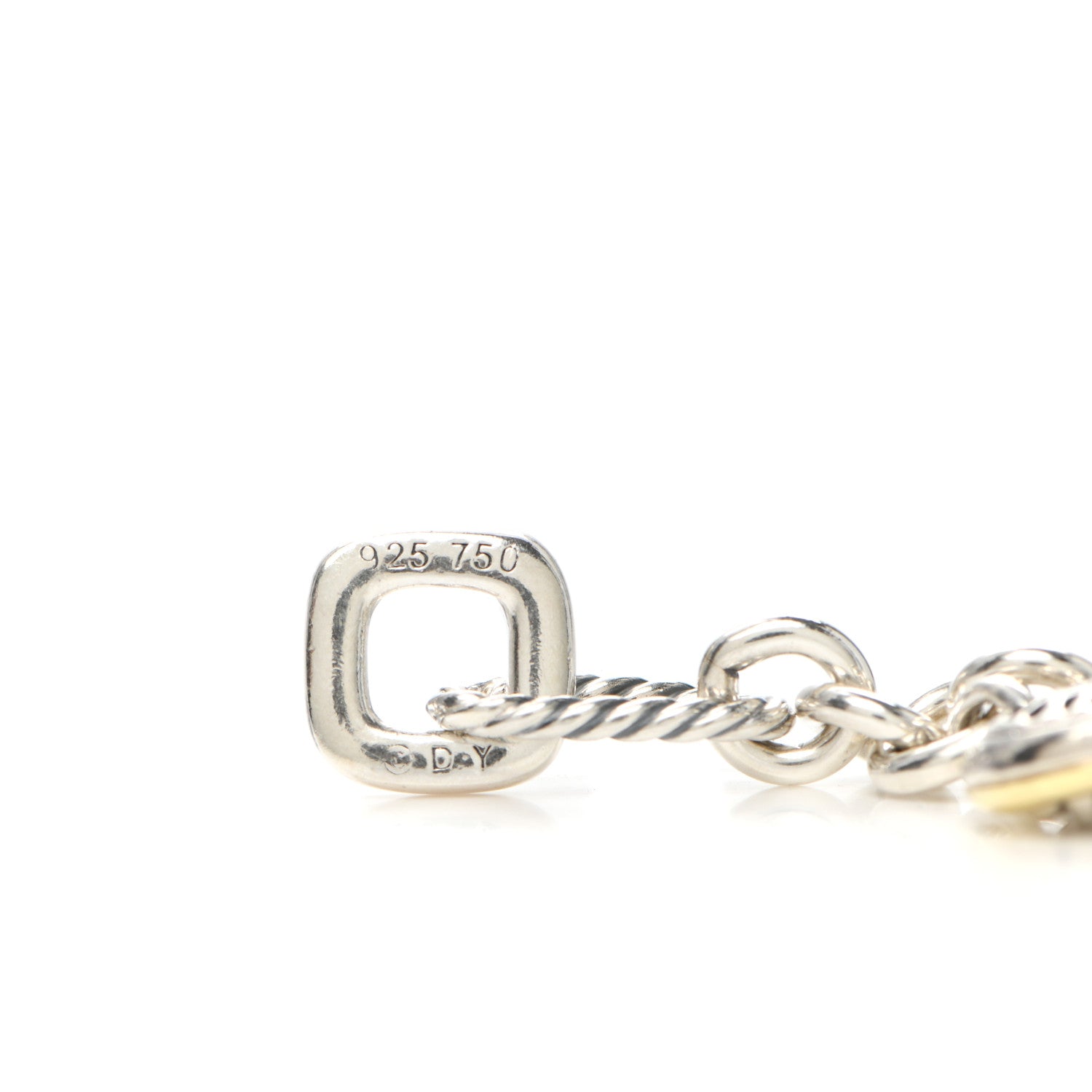 David Yurman Sterling Silver 18K Yellow Gold Cable Heart Charm Bracelet 4 of 4