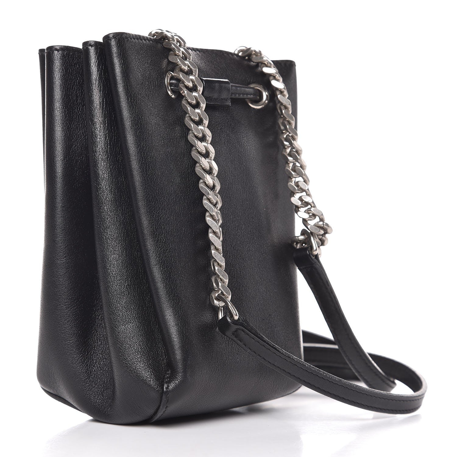Saint Laurent Calfskin Embellished Monogram Mini Bucket Bag Black 3 of 8