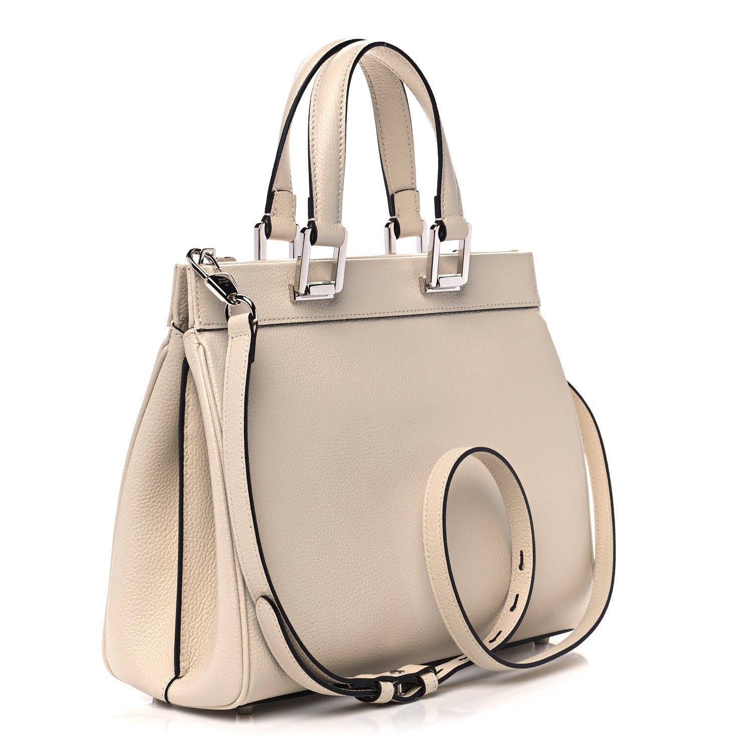 Gucci Grainy Calfskin Small Zumi Top Handle Bag Mystic White 3 of 12