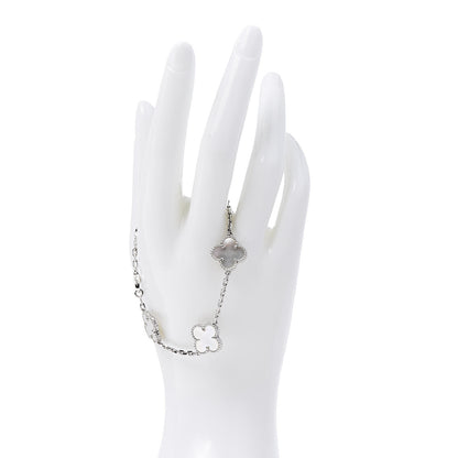 Van Cleef & Arpels 18K White Gold Mother of Pearl 5 Motifs Vintage Alhambra Bracelet 2 of 6
