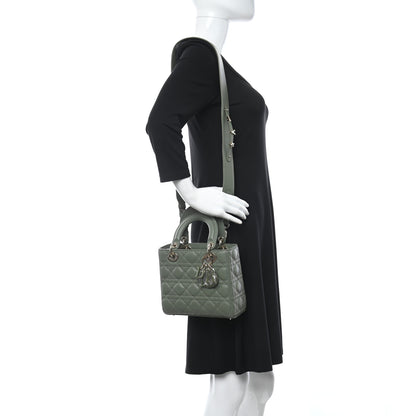 Christian Dior Lambskin Cannage Small My ABCDior Lady Dior Cedar Green 2 of 12
