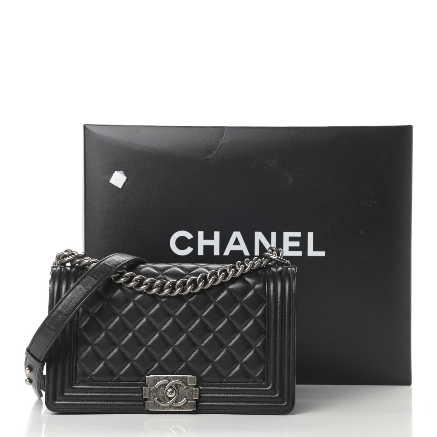 Lambskin Quilted Medium Boy Flap Black