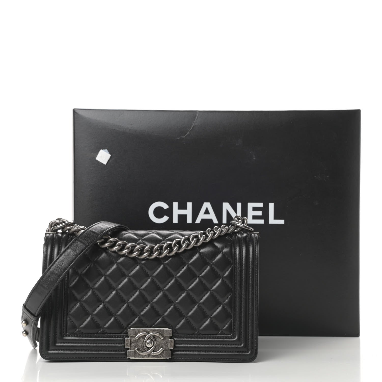 Chanel Lambskin Quilted Medium Boy Flap Black 19 of 19