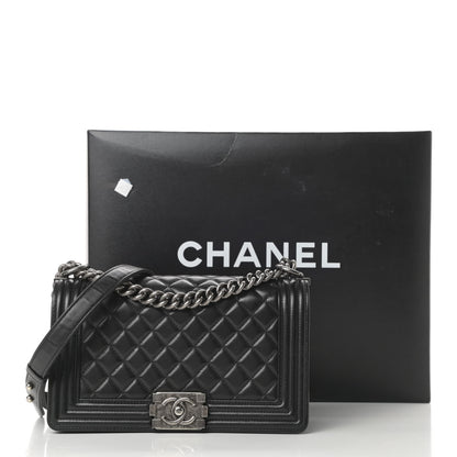 Chanel Lambskin Quilted Medium Boy Flap Black 19 of 19