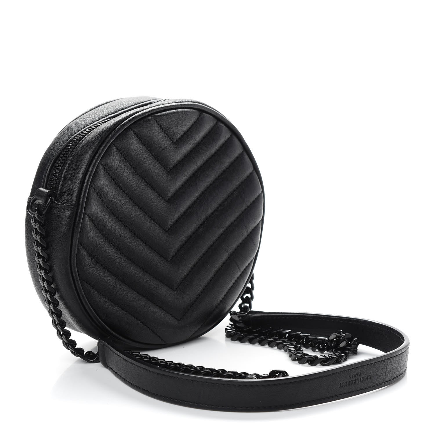 Saint Laurent Matelasse Chevron Round Vinyle Camera Bag Black 3 of 10