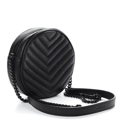 Saint Laurent Matelasse Chevron Round Vinyle Camera Bag Black 3 of 10