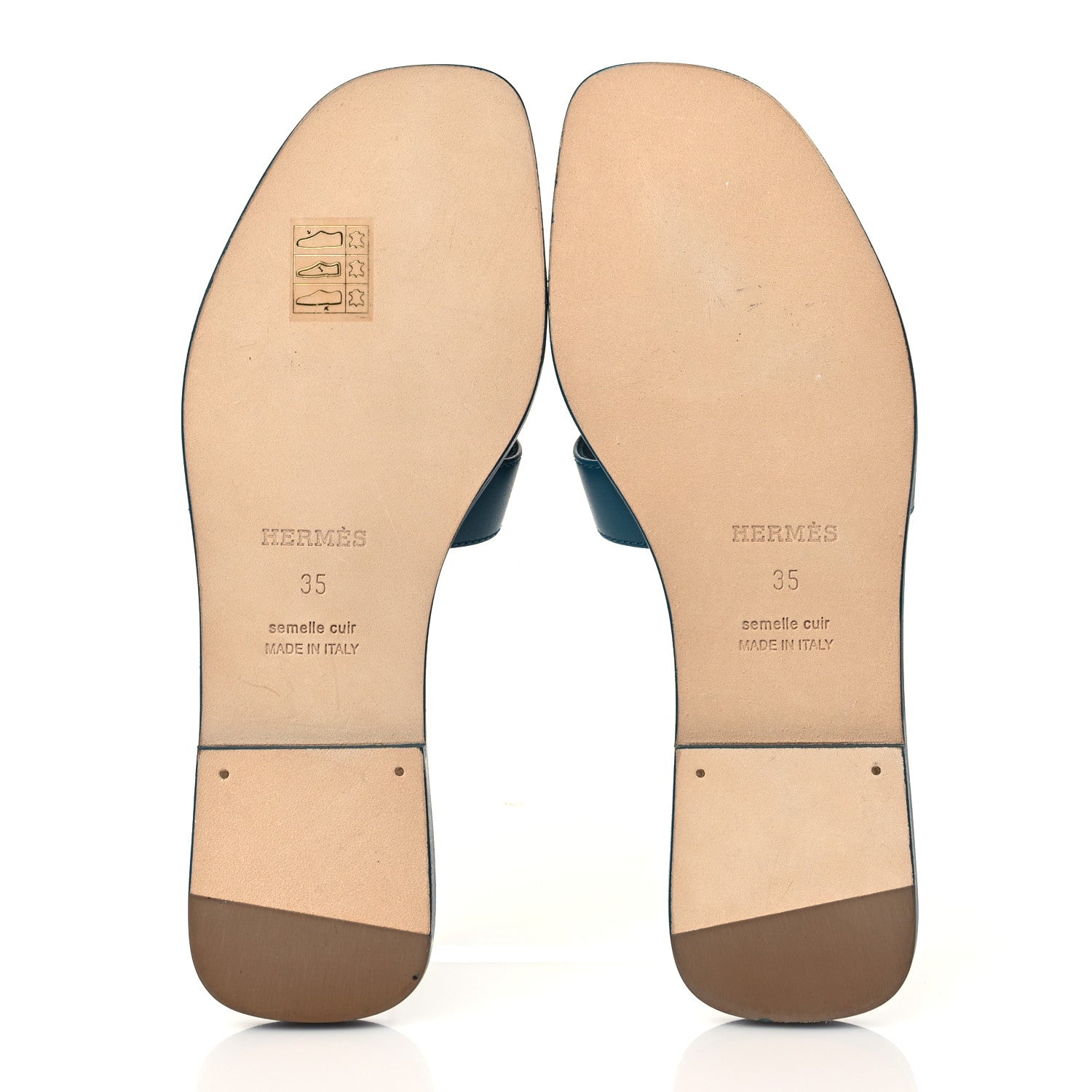 Hermes Calfskin Oran Sandals 35 Bleu Emeraude 5 of 9