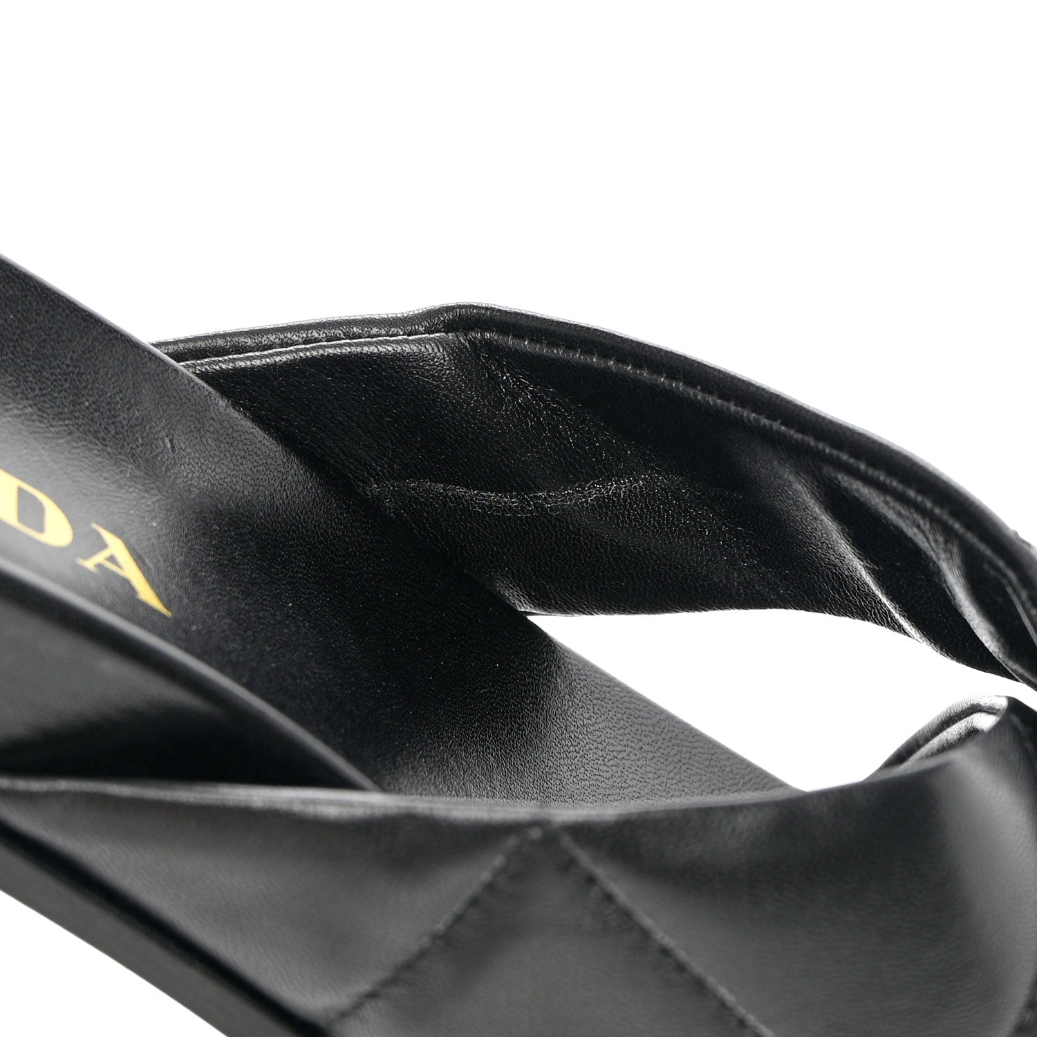 Prada Nappa Logo Quilted Criss Cross Slide Sandals 40 Black 8 of 10