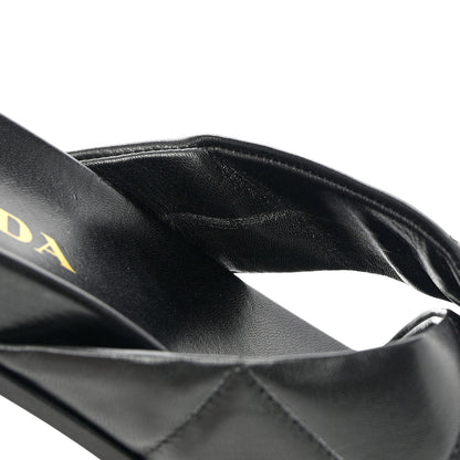 Prada Nappa Logo Quilted Criss Cross Slide Sandals 40 Black 8 of 10