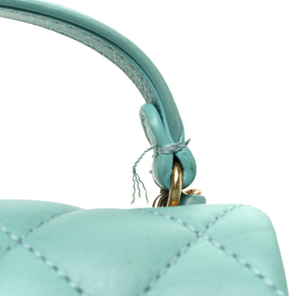 Chanel Calfskin Quilted Top Handle Flap Light Blue 12 of 14