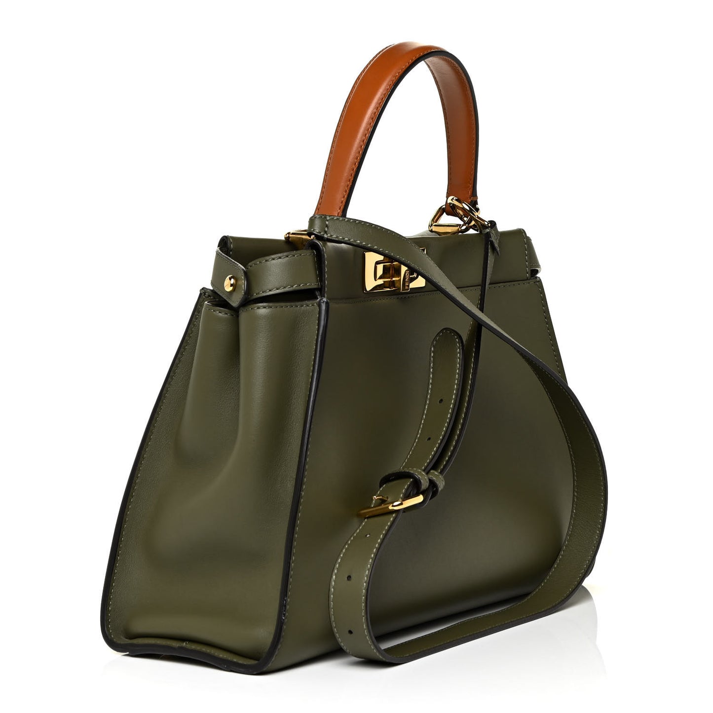 Vitello Seta Light Aura Shiny Nappa Medium Peekaboo I SEE U Satchel Equatore Cuoio
