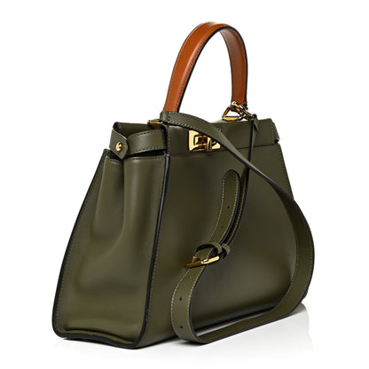 Fendi Vitello Seta Light Aura Shiny Nappa Medium Peekaboo I SEE U Satchel Equatore Cuoio 3 of 12