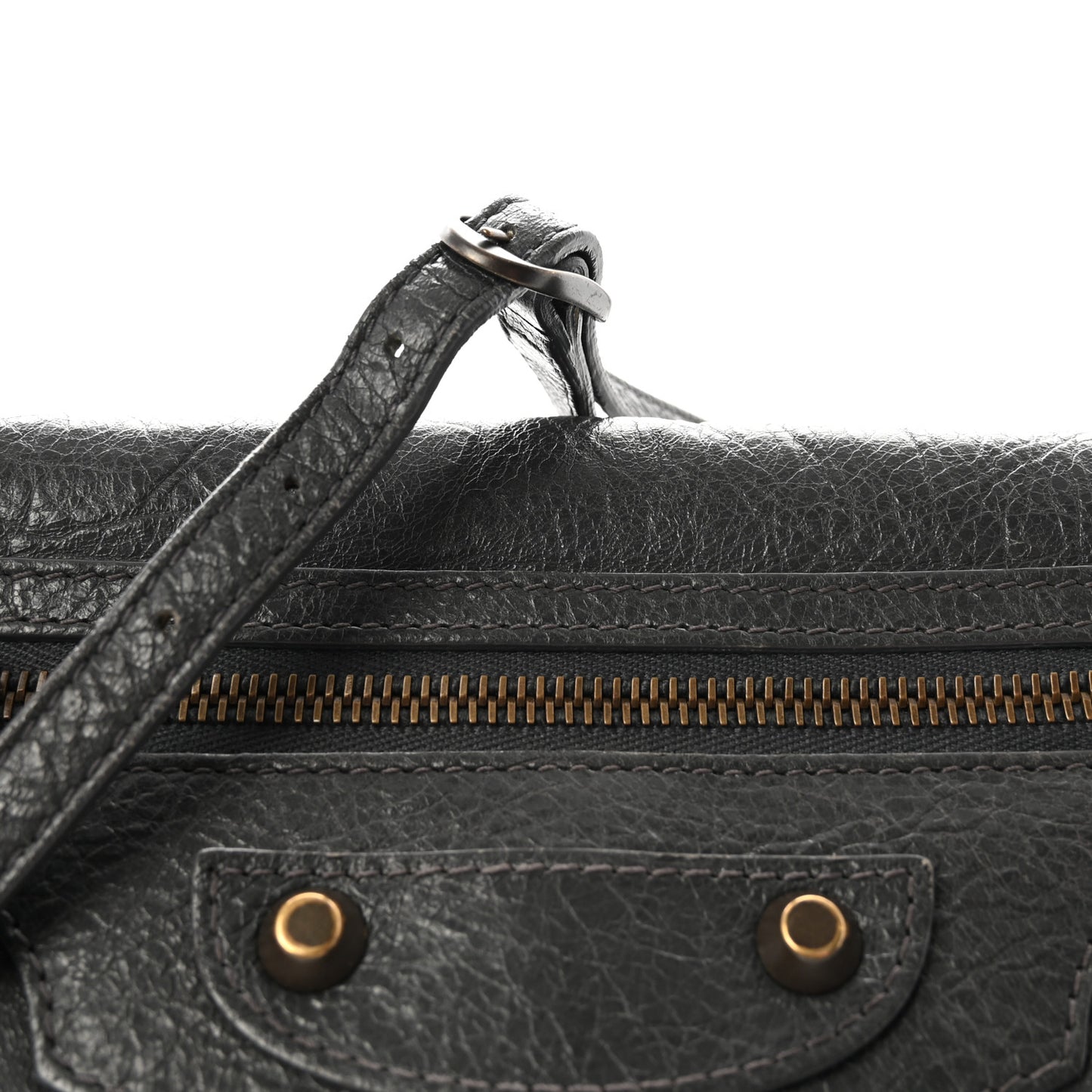Agneau Classic Hardware Envelope Strap Clutch Gris Fossile