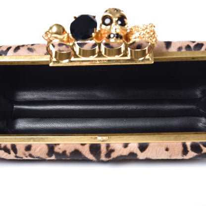 Alexander McQueen Calf Hair Leopard Print Knuckle Box Clutch Brown Black 5 of 7