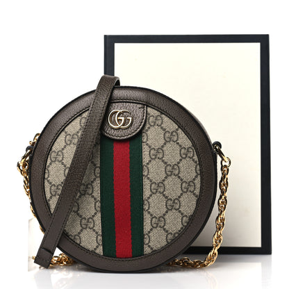 Gucci GG Supreme Monogram Web Mini Ophidia Round Shoulder Bag Brown 10 of 10