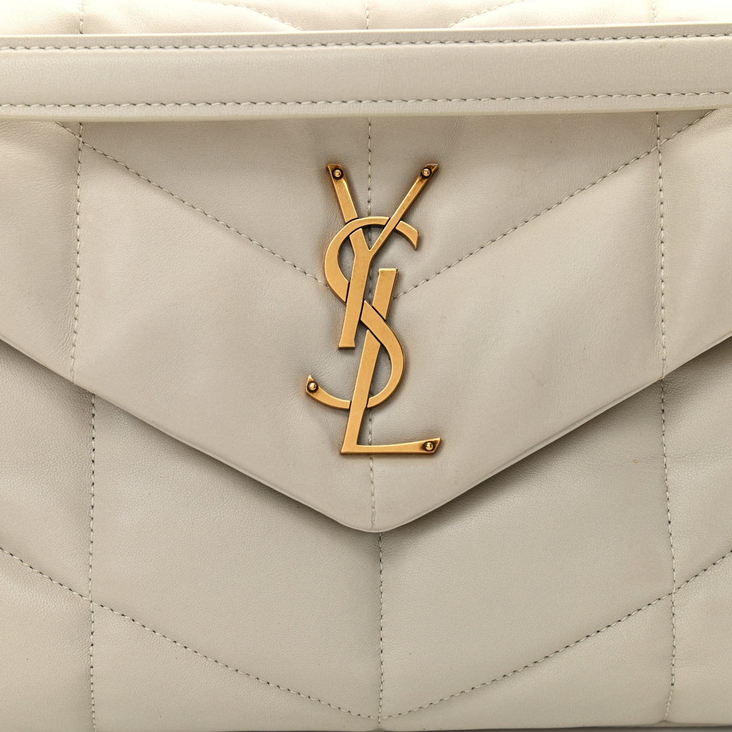 Lambskin Quilted Small Loulou Puffer Monogram Chain Satchel Crema Soft