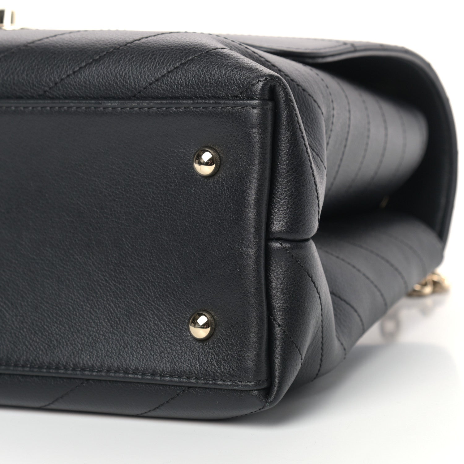 Chanel Grained Calfskin Chevron Stitched Medium Chic Top Handle Flap Black 9 of 12
