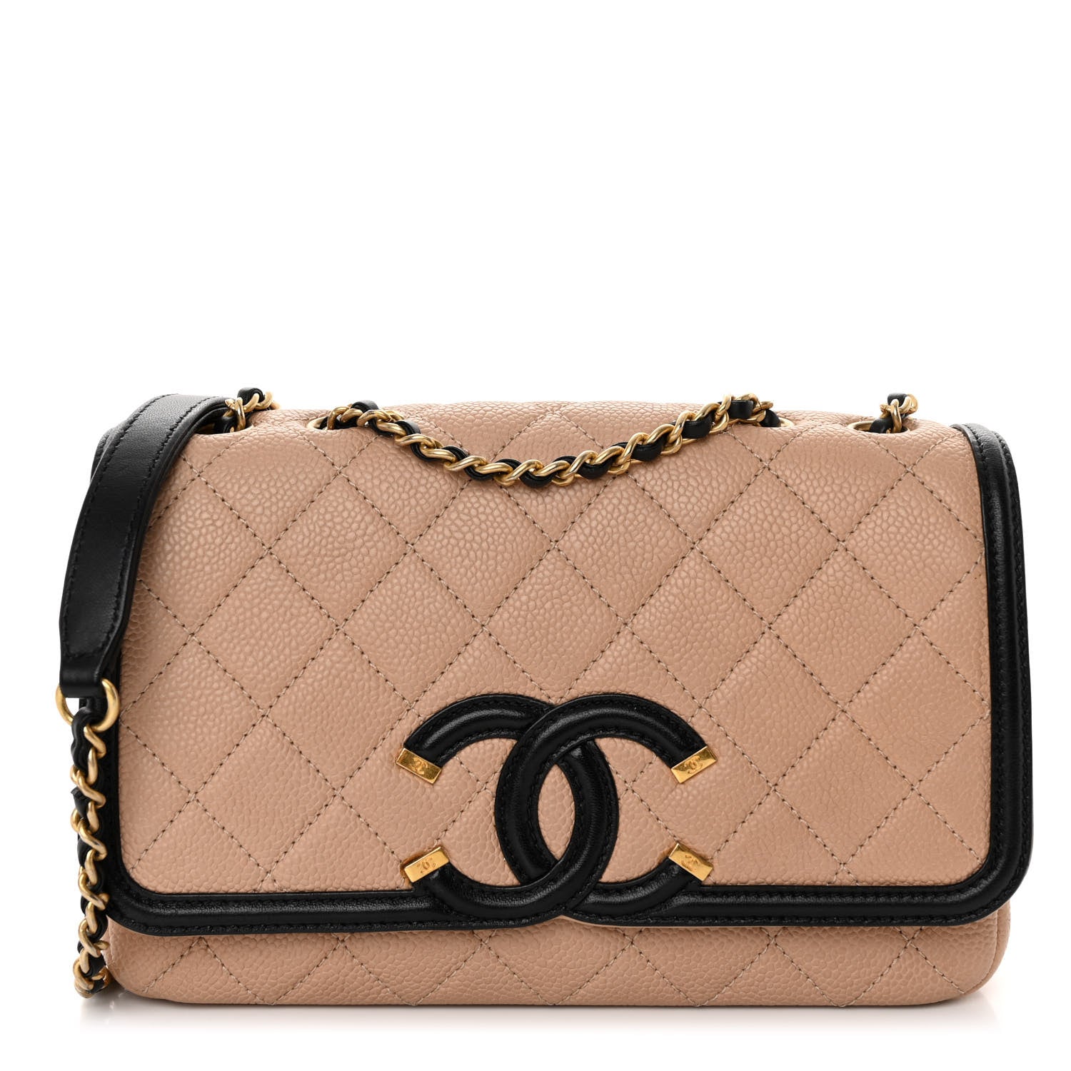 Chanel Caviar Quilted Small CC Filigree Flap Beige Black 1 of 10