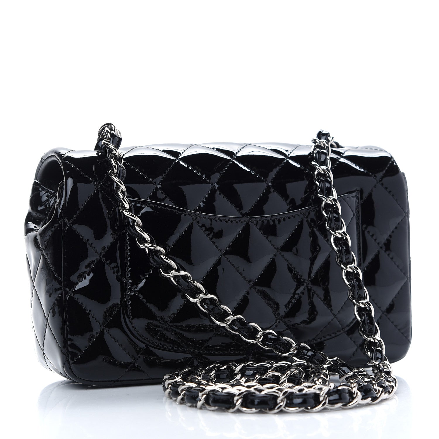 Chanel Patent Calfskin Quilted Mini Rectangular Flap Black 3 of 9