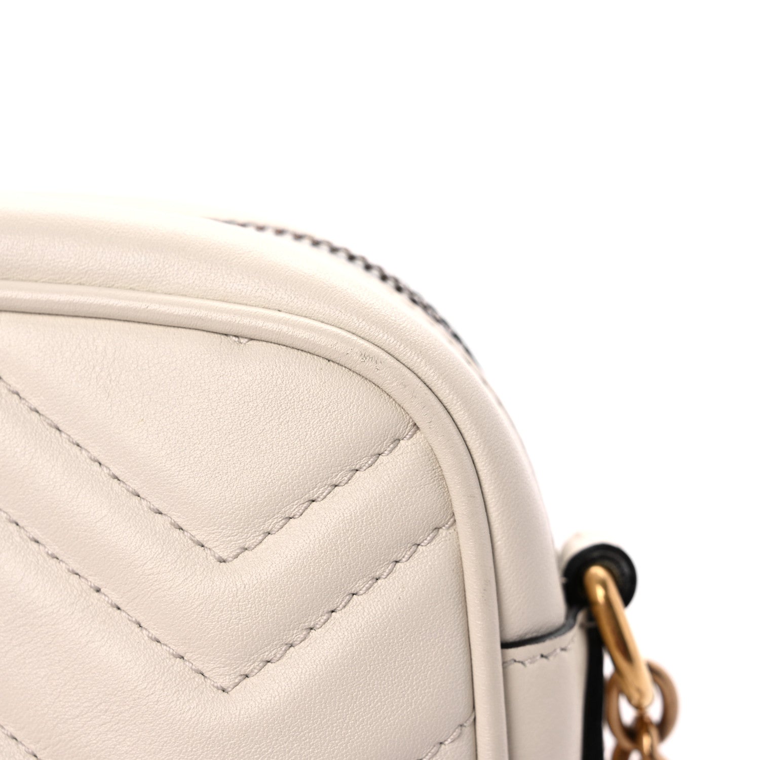 Gucci Calfskin Matelasse Mini GG Marmont Chain Shoulder Bag White 15 of 16