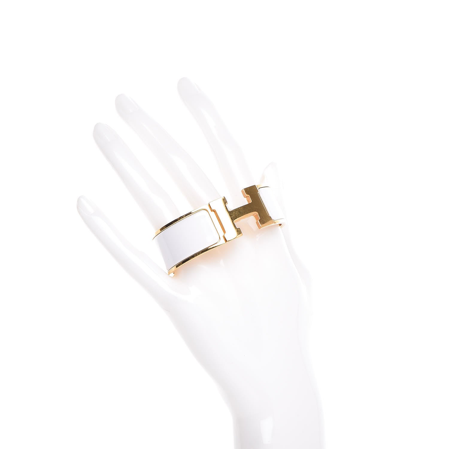 Hermes Enamel Wide Clic Clac H Bracelet PM White 2 of 6