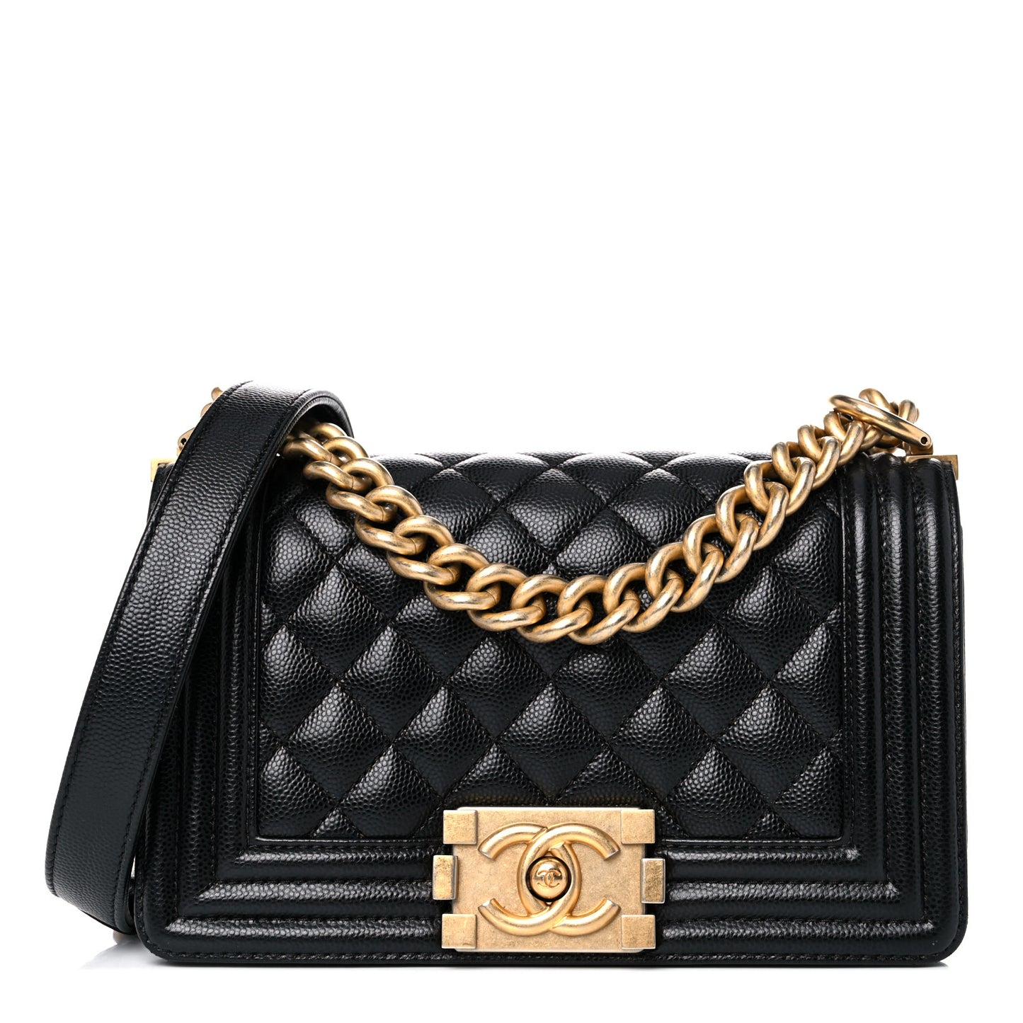 Caviar Quilted Small Boy Flap Black
