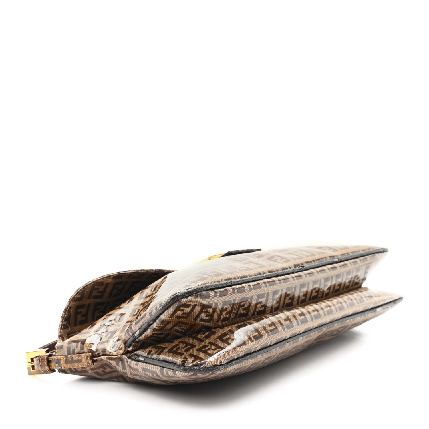 Fendi Vinyl Zucchino Baguette Double Flap Tobacco 1807384