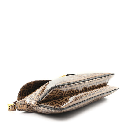 Fendi Vinyl Zucchino Baguette Double Flap Tobacco 4 of 11