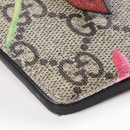 Gucci GG Supreme Monogram Blooms Suede Large Zip Pouch Beige Multicolor Dry Rose 6 of 9