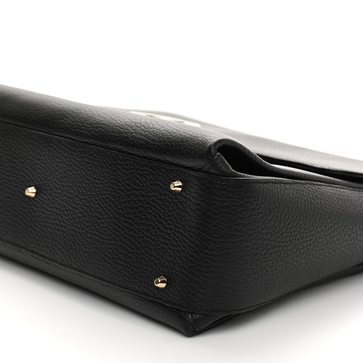 Dollar Calfskin Medium Interlocking G Top Handle Shoulder Bag Black