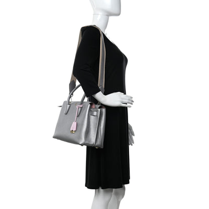MCM Metallic Grained Calfskin Medium Milla Tote Silver 2 of 9