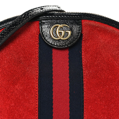 Gucci Suede Patent Web GG Small Ophidia Dome Shoulder Bag Hibiscus Red 8 of 11