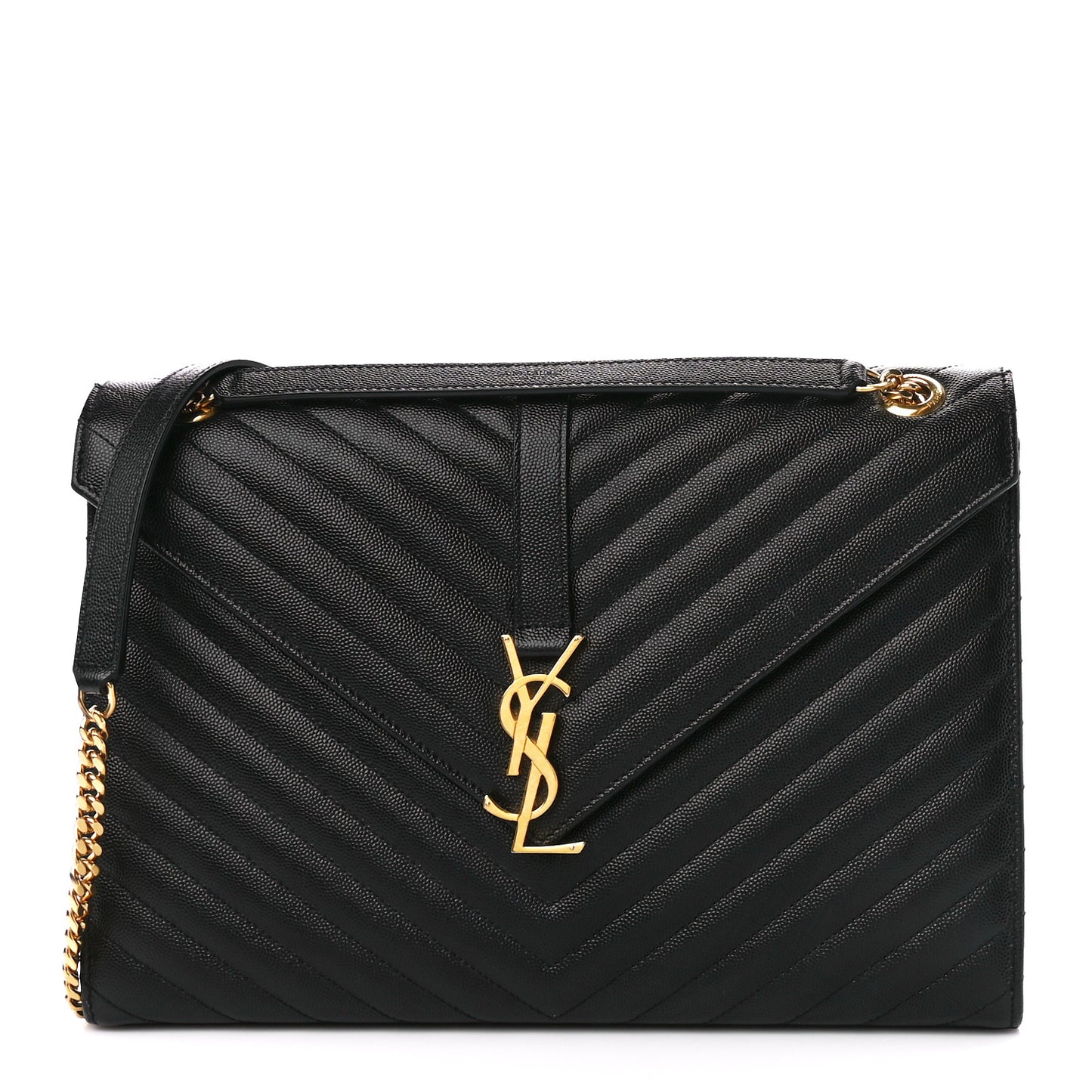 Grain De Poudre Matelasse Chevron Large Monogram Satchel Black