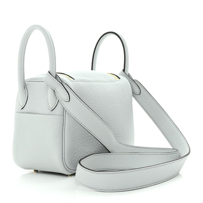 Hermes Taurillon Clemence Mini Lindy 20 Bleu Pale 3 of 10