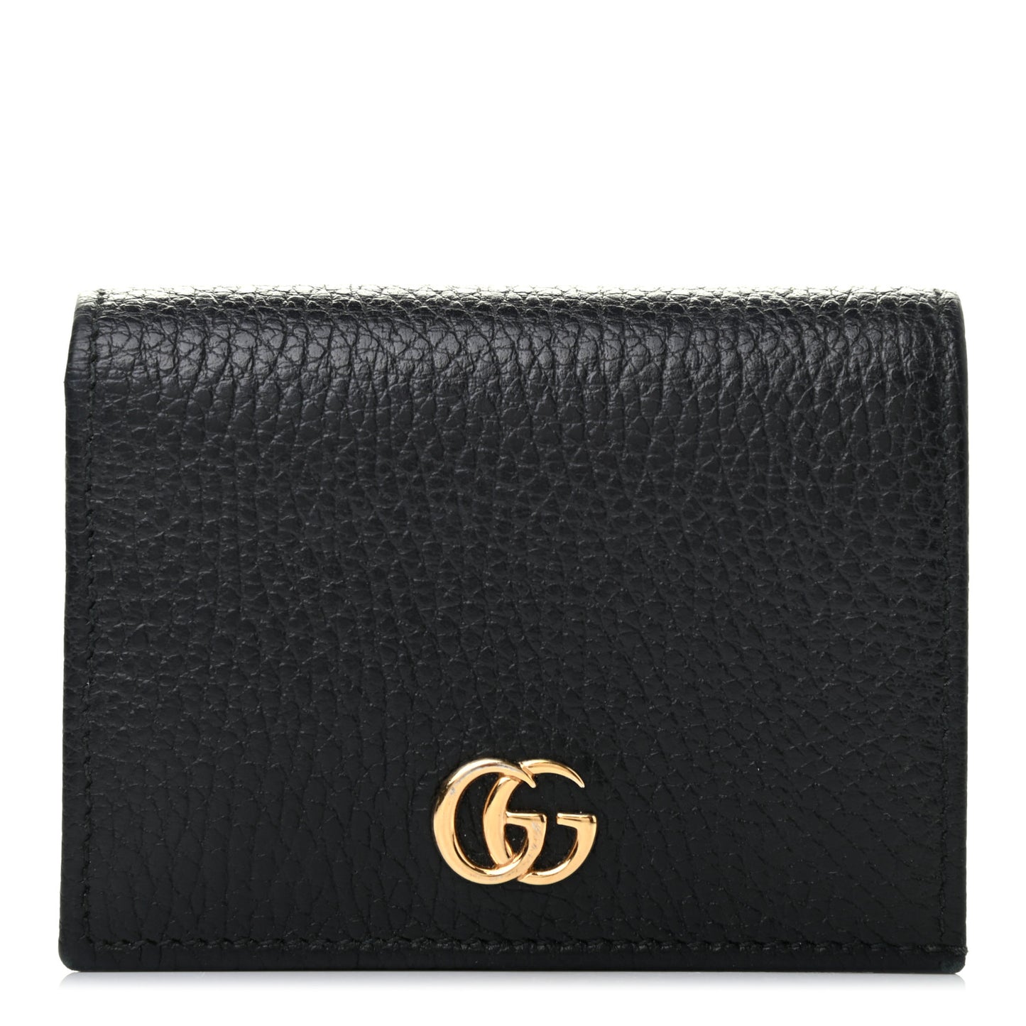 Pebbled Calfskin GG Marmont Card Case Black