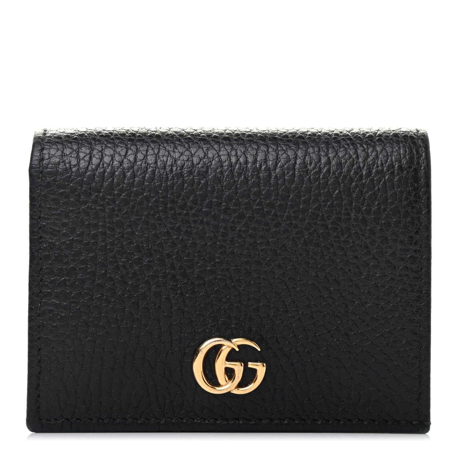 Gucci Pebbled Calfskin GG Marmont Card Case Black 1 of 6